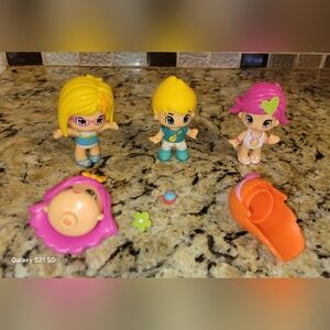3 Pinypon Dolls With Interchangeable Heads Bodies & Hair Extra Head And Hair 3"